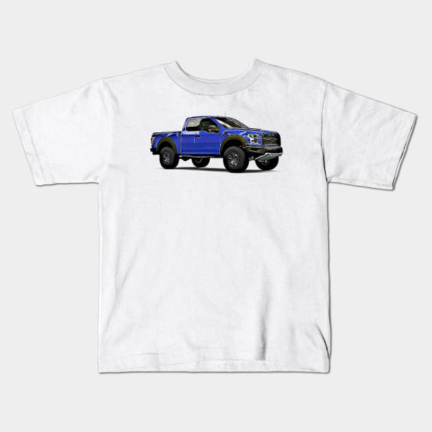 F150 Raptor Cartoon Kids T-Shirt by Auto-Prints